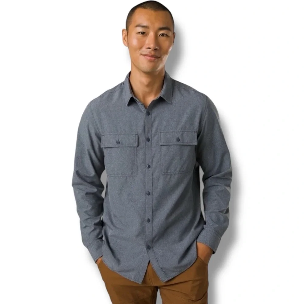 NWT prAna Lost Sol Long Sleeve Shirt Mens Size Extra Large XL - Nautical Heather - Picture 2 of 10